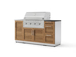 NewAge Outdoor Kitchens Outdoor Grill Island Stainless-Steel Louvered Doors 5-Piece Cabinet Set with Sink, 3 Drawer, Grill Cabinet, Performance Grill and Stainless Steel Countertop - (Natural Gas) | Garage Giant 