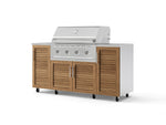 NewAge Outdoor Kitchens Outdoor Grill Island Stainless-Steel Louvered Doors 6-Piece Cabinet Set with Casters and 1 Door, Grill Cabinet, Performance Grill, Countertops-74903-Garage Giant 