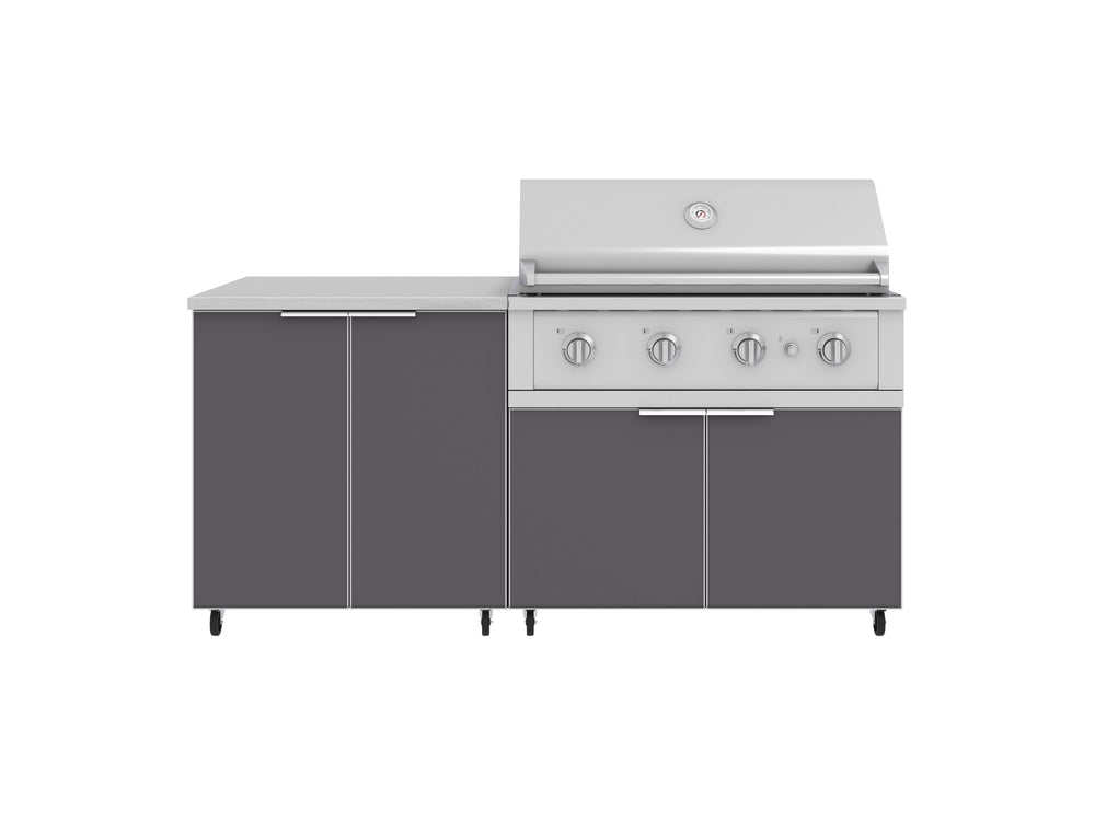 NewAge Outdoor Kitchens Aluminum 4-Piece Cabinet Set with Caster and 2 Door, Grill Cabinet, Performance Grill, Countertop-72515-Garage Giant