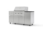 NewAge Outdoor Kitchens Outdoor Grill Island Stainless-Steel 6-Piece Cabinet Set with Casters and 1-Door, Grill Cabinet, Performance Grill, Side Burner and Dekton in Sirius Countertop - (Liquid Propane) | Garage Giant 