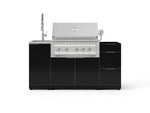 NewAge Outdoor Kitchens Outdoor Grill Island Aluminum 5-Piece Cabinet Set with Sink, 3 Drawer, Grill Cabinet, Platinum Grill and Stainless Steel Countertop - (Natural Gas) 