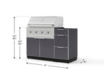 NewAge Outdoor Kitchens Outdoor Grill Island Aluminum 4-Piece Cabinet Set with 3-Drawer, Grill Cabinet, Performance Grill and Countertop - (Liquid Propane) 