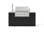 NewAge Outdoor Kitchens Outdoor Grill Island Stainless-Steel 5-Piece Cabinet Set with Sink, 3 Drawer, Grill Cabinet, Platinum Grill and Stainless Steel Countertop 