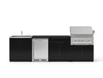 NewAge Outdoor Kitchens Aluminum 6-Piece Cabinet Set with Sink, Bar, Grill Cabinet, Platinum Grill, Countertop and Stainless Steel Door Fridge-73719-Garage Giant 