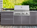 NewAge Outdoor Kitchens Aluminum 4-Piece Cabinet Set with Caster and 2 Door, Grill Cabinet, Platinum Grill, Countertop-72521-Garage Giant 