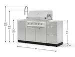 NewAge Outdoor Kitchens Outdoor Grill Island Stainless-Steel 5-Piece Cabinet Set with Sink, 3 Drawer, Grill Cabinet, Platinum Grill and Stainless Steel Countertop - (Natural Gas) 