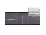 NewAge Outdoor Kitchens Aluminum 5-Piece Cabinet Set With 3 Drawer, Bar, Grill Cabinet, Platinum Grill and Countertop-71165-Garage Giant 