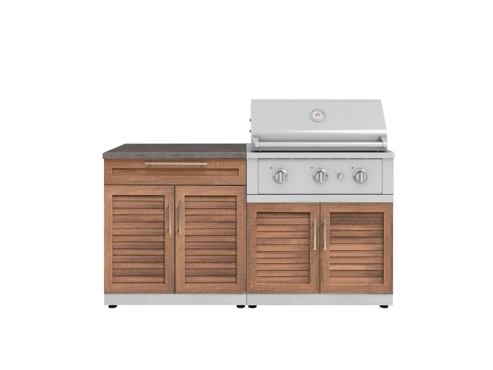 NewAge Outdoor Kitchens Stainless-Steel 4-Piece Cabinet Set with Bar, Grill Cabinet, Performance Grill, and Countertop-71742-Garage Giant