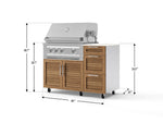 NewAge Outdoor Kitchens Outdoor Grill Island Stainless-Steel Louvered Doors 4-Piece Cabinet Set with Casters and 3-Drawer, Grill Cabinet, Platinum Grill and Dekton in Aeris Countertop - (Liquid Propane) 
