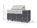 NewAge Outdoor Kitchens Outdoor Grill Island Aluminum 6-Piece Cabinet Set with Casters and 1-Door, Grill Cabinet, Platinum Grill, Dual Side Burner, Countertop-74859-Garage Giant 