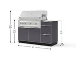 NewAge Outdoor Kitchens Outdoor Grill Island Aluminum 4-Piece Cabinet Set with 3-Drawer, Grill Cabinet, Platinum Grill and Dekton in Aeris Countertop - (Liquid Propane) 