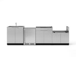 NewAge Outdoor Kitchens Stainless Steel 4-Piece Cabinet Set with Sink, Bar, Grill Cabinet and Fridge-66337-Garage Giant 