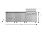 NewAge Outdoor Kitchens Stainless Steel 5-Piece Cabinet Set with Casters and 3 Drawer, Bar, Grill Cabinet, Performance Grill, Countertop-72580-Garage Giant 