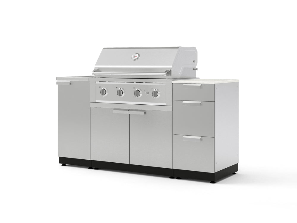 NewAge Outdoor Kitchens Outdoor Grill Island Stainless-Steel 5-Piece Cabinet Set with Sink, 3 Drawer, Grill Cabinet, Performance Grill and Stainless Steel Countertop - (Natural Gas) | Garage Giant