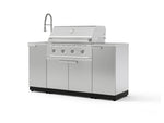 NewAge Outdoor Kitchens Outdoor Grill Island Stainless-Steel 5-Piece Cabinet Set with Sink, 1 Door, Grill Cabinet, Performance Grill and Stainless Steel Countertop-75310-Garage Giant 