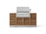NewAge Outdoor Kitchens Outdoor Grill Island Stainless-Steel Louvered Doors 6-Piece Cabinet Set with 1 Door, 3 Drawer, Grill Cabinet, Platinum Grill and Dekton in Aeris Countertops - (Liquid Propane) 