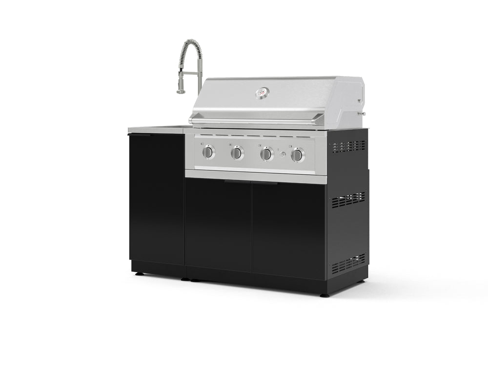 NewAge Outdoor Kitchens Outdoor Grill Island Aluminum 3-Piece Cabinet Set with Sink, Grill Cabinet, and Performance Grill | 76328