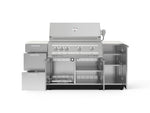 NewAge Outdoor Kitchens Outdoor Grill Island Stainless-Steel 6-Piece Cabinet Set with 1 Door, 3 Drawer, Grill Cabinet, Platinum Grill and Dekton in Aeris Countertops - (Natural Gas) 