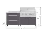 NewAge Outdoor Kitchens Aluminum 4-Piece Cabinet Set with Casters and 3 Drawer, Grill Cabinet, Performance Grill, Countertop-72200-Garage Giant 
