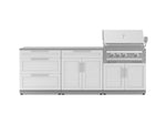 NewAge Outdoor Kitchens Stainless-Steel 5-Piece Cabinet Set with with 3-Drawer, Bar, Grill Cabinet, Platinum Grill and Countertop-67458-Garage Giant 