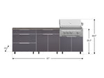 NewAge Outdoor Kitchens Aluminum 5-Piece Cabinet Set With Casters and 3 Drawer, Bar, Grill Cabinet, Platinum Grill, Countertop-72609-Garage Giant 
