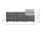 NewAge Outdoor Kitchens Aluminum 5-Piece Cabinet Set With Casters and 3 Drawer, Bar, Grill Cabinet, Performance Grill, Countertop-72639-Garage Giant 