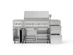 NewAge Outdoor Kitchens Outdoor Grill Island Stainless-Steel 6-Piece Cabinet Set with Casters and 3-Drawer, Grill Cabinet, Platinum Grill, Dual Side Burner, Countertop-74883-Garage Giant 