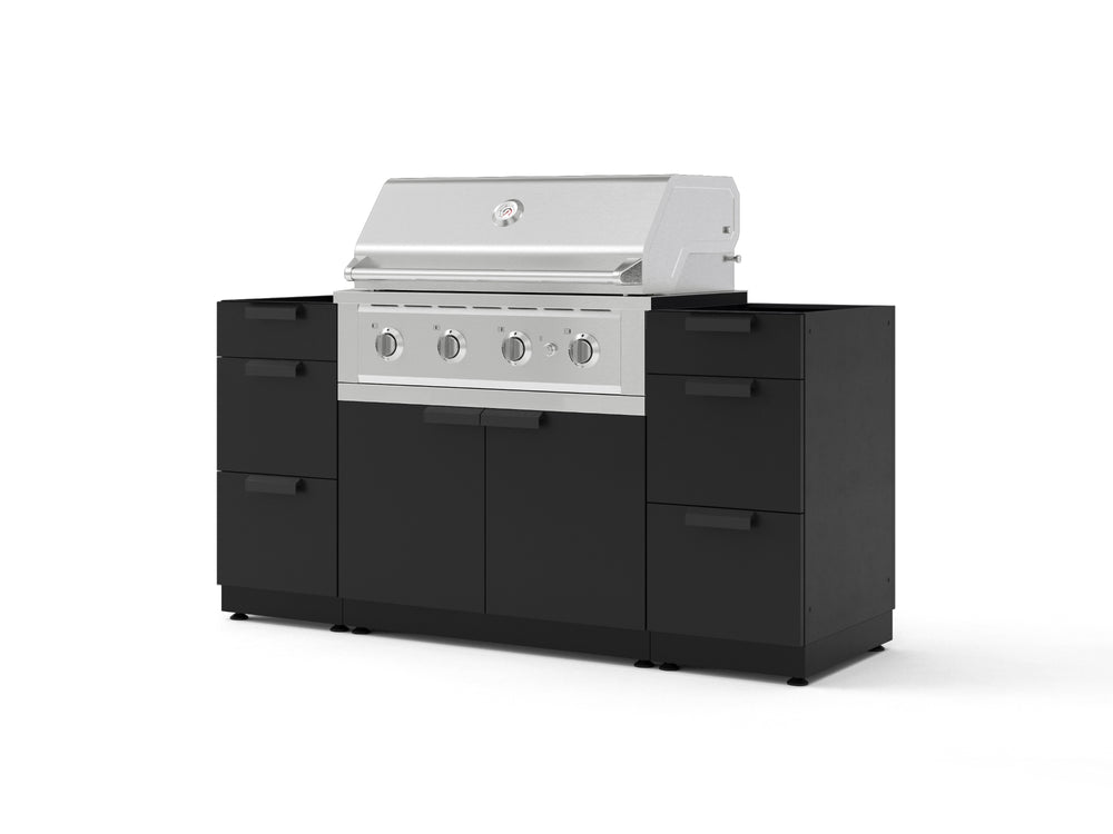 NewAge Outdoor Kitchens Outdoor Grill Island Stainless-Steel 5-Piece Cabinet Set with 3 Drawers, Grill Cabinet and Performance Grill - (Liquid Propane) | Garage Giant