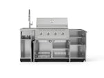 NewAge Outdoor Kitchens Outdoor Grill Island Stainless-Steel 5-Piece Cabinet Set with Sink, 1 Door, Grill Cabinet, Performance Grill and Stainless Steel Countertop - (Natural Gas) 