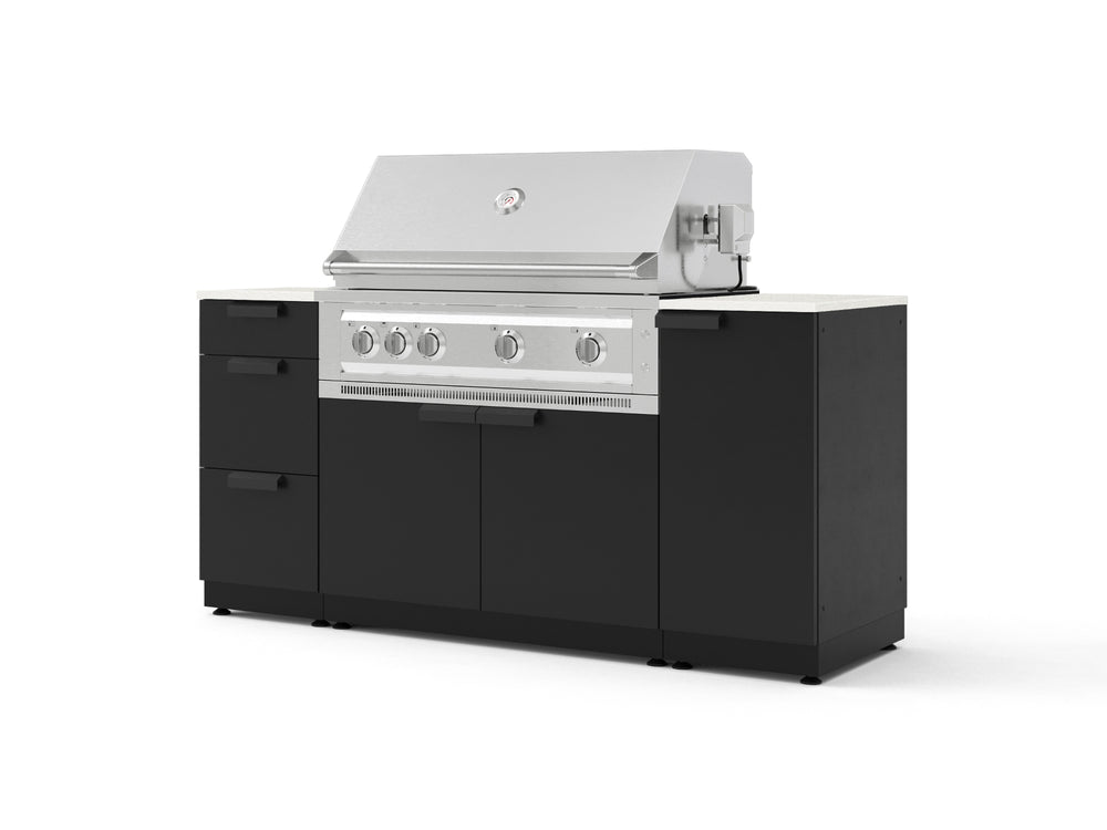 NewAge Outdoor Kitchens Outdoor Grill Island Stainless-Steel 6-Piece Cabinet Set with 1 Door, 3 Drawer, Grill Cabinet, Platinum Grill and Dekton in Aeris Countertops - (Liquid Propane) | Garage Giant