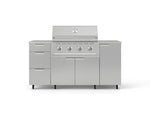 NewAge Outdoor Kitchens Outdoor Grill Island Stainless-Steel 6-Piece Cabinet Set with Casters 1 Door, 3 Drawer, Grill Cabinet, Performance Grill, Countertops 