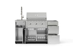 NewAge Outdoor Kitchens Outdoor Grill Island Stainless-Steel 5-Piece Cabinet Set with Sink, 3 Drawer, Grill Cabinet, Performance Grill and Stainless Steel Countertop - (Natural Gas) 