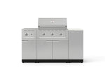 NewAge Outdoor Kitchens Outdoor Grill Island Stainless-Steel 6-Piece Cabinet Set with 1-Door, Grill Cabinet, Performance Grill, Side Burner and Dekton in Aeris Countertop - (Natural Gas) 