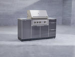NewAge Outdoor Kitchens Outdoor Grill Island Aluminum 6-Piece Cabinet Set with 3-Drawer, Grill Cabinet, Performance Grill, Side Burner and Countertop-74569-Garage Giant 