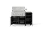 NewAge Outdoor Kitchens Outdoor Grill Island Aluminum 4-Piece Cabinet Set with Casters and 1 Door, Grill Cabinet, Platinum Grill, Countertop 