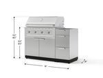NewAge Outdoor Kitchens Outdoor Grill Island Stainless-Steel 3-Piece Cabinet Set with 3-Drawer, Grill Cabinet and Performance Grill - (Liquid Propane) 