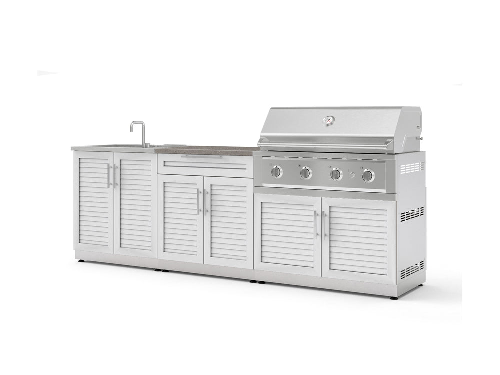 NewAge Outdoor Kitchens Stainless-Steel 5-Piece Cabinet Set with Bar, Sink, Grill Cabinet, Performance Grill, and Countertop-73437-Garage Giant