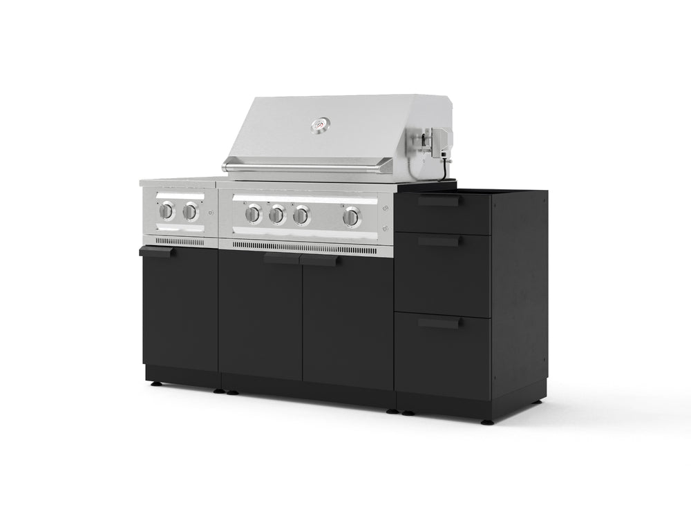 NewAge Outdoor Kitchens Outdoor Grill Island Stainless-Steel 5-Piece Cabinet Set with 3-Drawer, Grill Cabinet, Dual Side Burner and Platinum Grill - (Liquid Propane) | Garage Giant