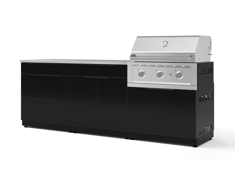 NewAge Outdoor Kitchens Aluminum 5-Piece Cabinet Set With 3 Drawer, Bar, Grill Cabinet, Performance Grill and Countertop-67433-Garage Giant