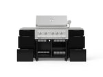 NewAge Outdoor Kitchens Outdoor Grill Island Aluminum 6-Piece Cabinet Set with Casters 3 Drawers, Grill Cabinet, Platinum Grill, Countertops 
