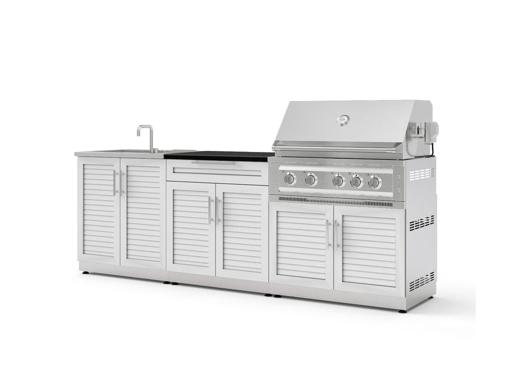NewAge Outdoor Kitchens Stainless-Steel 5-Piece Cabinet Set with Bar, Sink, Grill Cabinet, Platinum Grill, and Countertop-73406-Garage Giant