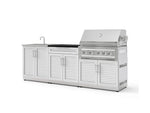 NewAge Outdoor Kitchens Stainless-Steel 5-Piece Cabinet Set with Bar, Sink, Grill Cabinet, Platinum Grill, and Countertop-73406-Garage Giant 