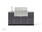 NewAge Outdoor Kitchens Outdoor Grill Island Aluminum 5-Piece Cabinet Set with Sink, 3 Drawer, Grill Cabinet, Performance Grill and Stainless Steel Countertop 