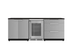 NewAge Outdoor Kitchens Stainless Steel 5-Piece Cabinet Set with 3-Drawer, 2-Door Cabinet, Countertops and Fridge-72117-Garage Giant 