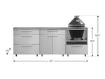 NewAge Outdoor Kitchens Stainless Steel 5-Piece Cabinet Set With Casters and 3 Drawer, Bar, Kamado, Kamado Cabinet, Countertop-72684-Garage Giant 