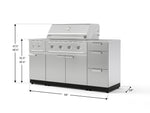 NewAge Outdoor Kitchens Outdoor Grill Island Stainless-Steel 6-Piece Cabinet Set with 3-Drawer, Grill Cabinet, Performance Grill, Side Burner and Countertop-74579-Garage Giant 