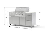 NewAge Outdoor Kitchens Outdoor Grill Island Stainless-Steel 6-Piece Cabinet Set with Casters and 3-Drawer, Grill Cabinet, Performance Grill, Side Burner and Dekton in Aeris Countertop - (Liquid Propane) 