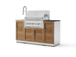 NewAge Outdoor Kitchens Outdoor Grill Island Stainless-Steel 5-Piece Cabinet Set with Sink, 1 Door, Grill Cabinet, Platinum Grill and Stainless Steel Countertop - (Liquid Propane) | Garage Giant 