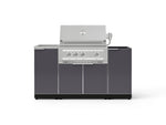 NewAge Outdoor Kitchens Outdoor Grill Island Aluminum 5-Piece Cabinet Set with Sink, 1 Door, Grill Cabinet, Platinum Grill and Stainless Steel Countertop - (Natural Gas) 