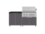 NewAge Outdoor Kitchens Aluminum 4-Piece Cabinet Set with Caster and 2 Door, Grill Cabinet, Platinum Grill, Countertop-72448-Garage Giant 